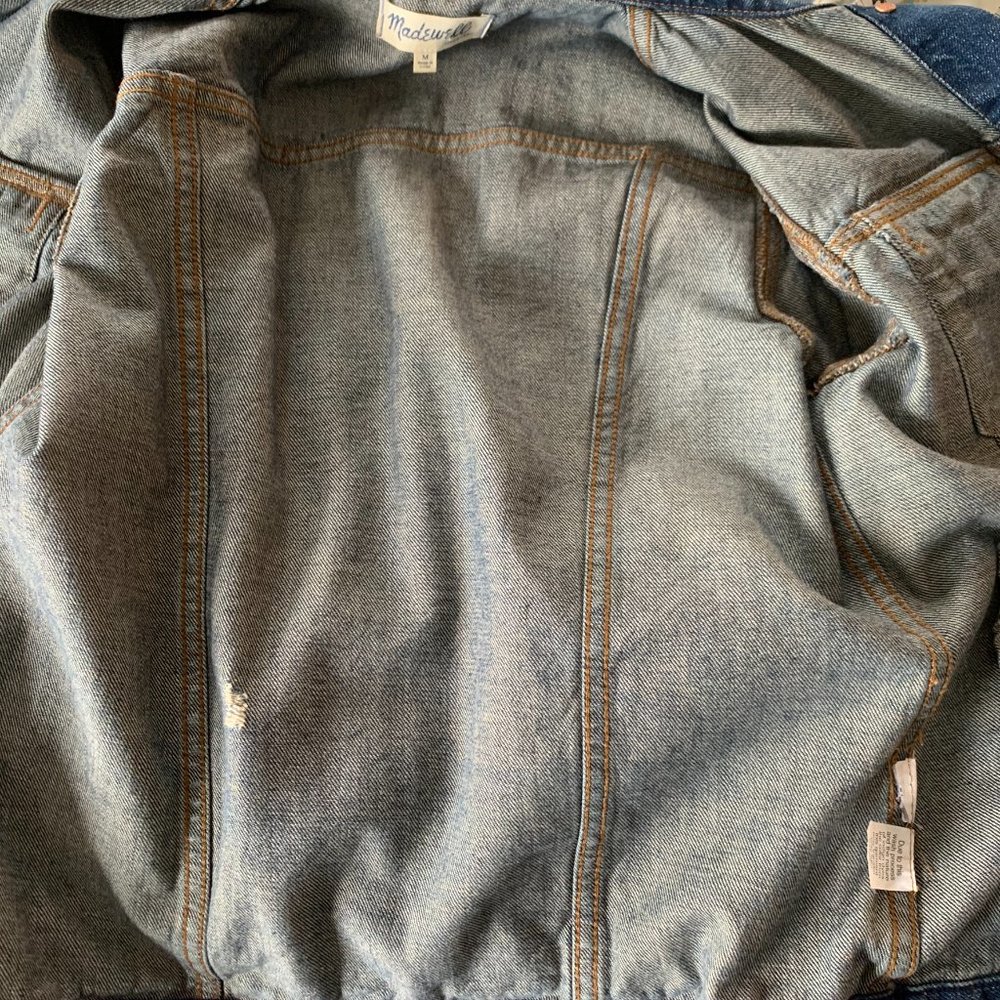 Madewell Distressed Printer Wash Jean Jacket M - Picture 9 of 9